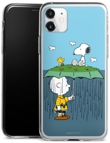Slim Case kompatibel mit Apple iPhone 11 Silikon Handyhülle transparent Hülle extra dünn Snoopy Peanuts Kinder