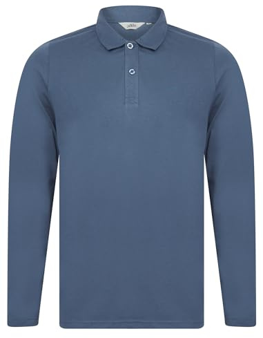 Tokyo Laundry Men's Long Sleeve Cotton Jersey Polo Shirt Top | Lightweight Breathable Classic Collar