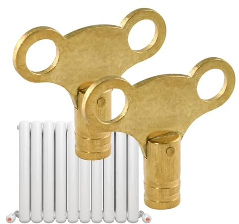 Universeller Entlüftungsschlüssel für Heizkörper, 2 Stück aus reinem Messing, Ventilschlüssel für Heizkörper, 5 mm, zum Entlüften von Luft und Wartung, kompatibel mit Bootsheizkörpern