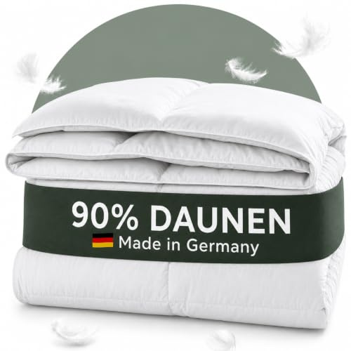Daunendecke 135x200 90% Daunen Ganzjahresdecke Made in Germany Haber Natur | 90% echte Daunen, Made in Germany, Für Allergiker, OEKO-TEX, Downpass, 100% Baumwolle, 60 °C waschbar, 4 Jahreszeiten