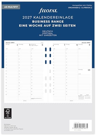 Filofax Kalendereinlage A5 Multi 1 Woche auf 2 Seiten deutsch 2027