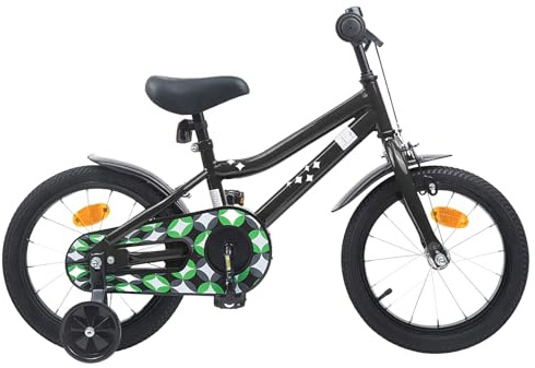 LoogCape Kinderfahrrad 14 Zoll für 3-5 Jahre alt Schwarz mit verstellbarem Lenker und Sitz, robustem Stahlrahmen, Gummigriffen, Felgenbremse, Rücktrittbremse, Schutzblech, Klingel, ideal für Stadt