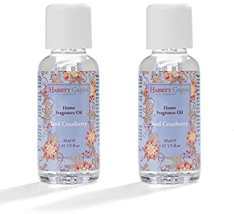 Hassett Green London Iced Cranberry Fragrance Oil - 2 x 30ml Glass Bottles - Suitable for Ultrasonic Diffusers Humidifiers & More