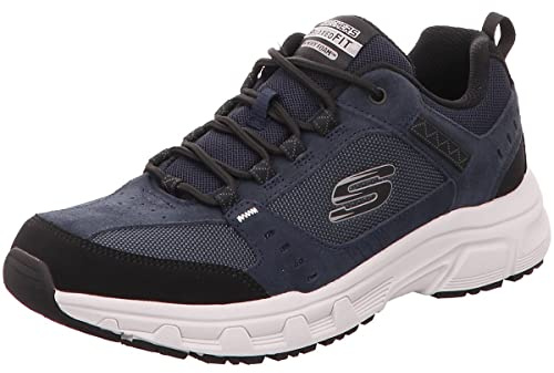 Skechers Oak Canyon Men's Trainers, Navy Leather Pu Mesh Black Trim, 8.5 UK