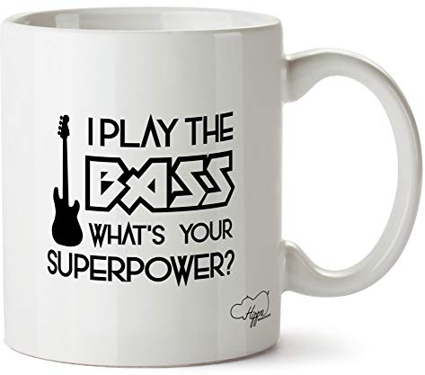 Hippowarehouse I Play the bass What's Your Superpower? Printed Mug Cup Ceramic 10oz