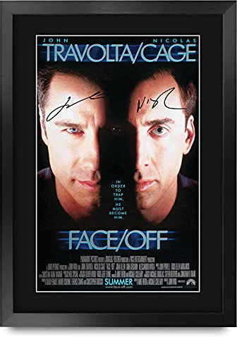 HWC Trading Face Off A3 Gerahmte Signiert Gedruckt Autogramme Bild Druck-Fotoanzeige Geschenk Für Nicholas Cage John Travolta Filmfans