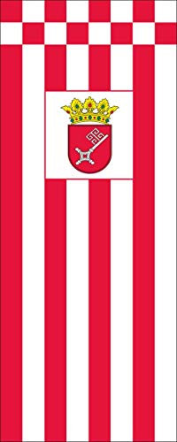 flaggenmeer® Flagge Bremen mit Wappen 110 g/m² ca. 300 x 120 cm mit Hohlsaum für Ausleger