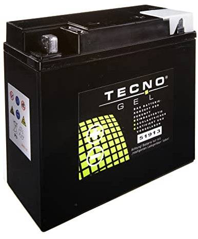 TECNO-GEL QUALITÄTS MOTORRAD BATTERIE 51913 (51814) für BM W R 850 C 1998-2001, 12V Gel-Batterie 22 Ah, 186x82x171 mm