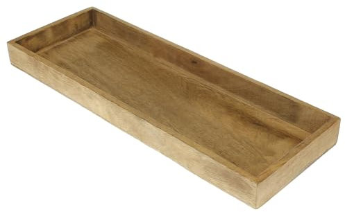MACOSA EX236782 Holztablett 50cm rechteckig lang Holz Deko-Tablett Tisch-Dekoration Kerzenteller Servierplatte Obsttablett Wohn-Accessoire Dekotablett