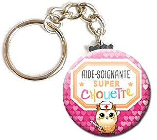Porte Clés Chaînette 3,8 centimètres La plus Chouette Aide Soignante Idée Cadeau Accessoire Anniversaire Noël Remerciement Médical Hôpital