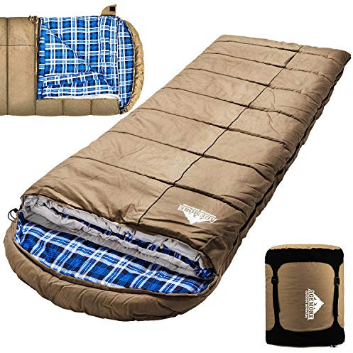 Mcota Winter 0 Grad Schlafsack aus Segeltuch zum Angeln, Jagen und Camping, besonders im kalten Winter im Freien, mit herausnehmbarem Flanellfutter und Kompressionssack für große Erwachsene
