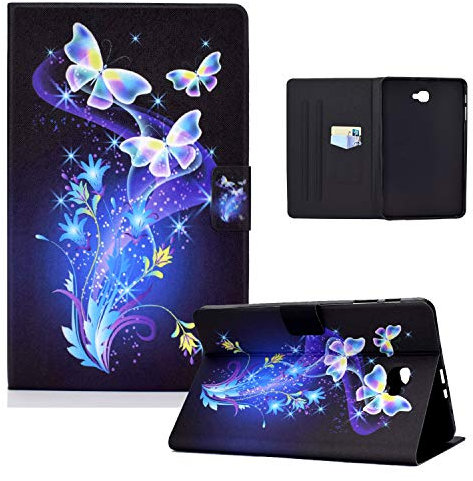 ONETHEFUL Carcasa Libro Funda Tablet Samsung Galaxy Tab A / A6 10.1 2016 T580 T585 Cover Fundas Protector con PU Cuero y Soporte - Mariposa Flor
