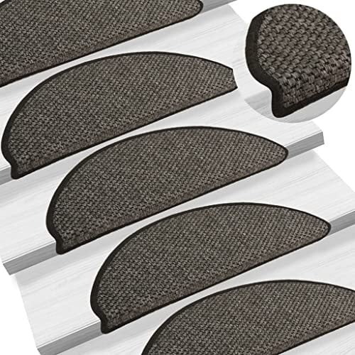 vidaXL Treppenmatten 15 STK., Stufenmatten Selbstklebend, Treppenteppich in Sisal-Optik, Treppenstufenmatte Treppenschutz, 65x21x4cm Anthrazit
