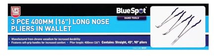 BlueSpot 3 PCE 400mm (16) Long Nose Pliers in Wallet