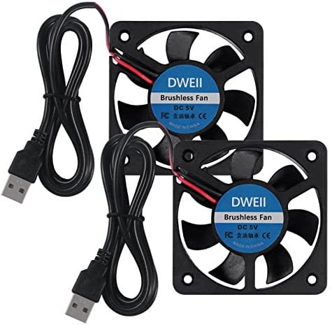 DWEII 2-Pack 50mm Fan 5V USB Brushless DC Cooling Fan, 5V Brushless DC Cooling Fan for Projector Humidifier Aromatherapy Small Appliances Series Replacement