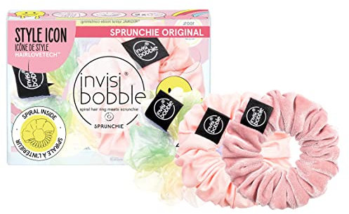 invisibobble Haargummi Set Retro Dreamin' Scrunchie Pastell I 3x Haargummis Rosa und Bunt für Mädchen & Damen I Scrunchies Rosa I designed im Herzen Münchens