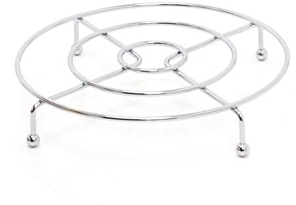 21cm Round Silver Metal Pot & Pan Stand | Worktop Saucepan Trivet