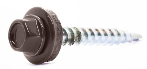 4.8mm x 20mm Chocolate Brown Self-Drilling Roofing Screws with EPDM Sealing Washer Painted RAL 8017 (Pack of 50) - C07C 4.8mm_50
