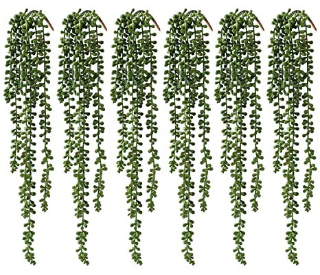 dallisten 6 Plantas suculentas Artificiales Colgantes, Cadena de Perlas Falsas, Plantas Verdes, decoración para Pared, hogar, jardín, Interior y Exterior