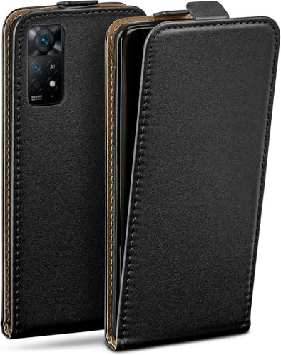 moex Flip Case für Redmi Note 11 Pro/11 Pro 5G Hülle klappbar mit 360 Grad Schutz, Handyhülle mit Displayschutz, PU Leder Handytasche Lederhülle, Flip Case Cover Klapphülle, Schwarz