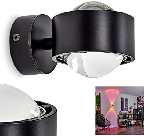 HOFSTEIN Wandleuchte Sapri, moderner Wandstrahler aus Metall/Glas in Schwarz/Klar, 1 x G9, ohne Leuchtmittel, Wandspot mit tollem Lichteffekt, Up&Down Leuchte, Lieferumfang: 2 x Farbfilter magenta
