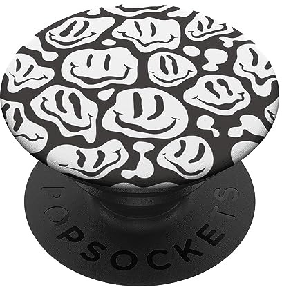 Weiß Grau Trippy Smile Face PopSockets Klebender PopGrip