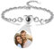 goee Custom Projection Bracelet Personalized Photo Heart-Shaped Bracelet for Girlfriend Memorial Birthday Gift (Silver)