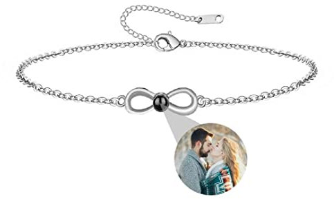 Personalisiertes Foto Armband Infinity Unendlichkeit Projektion Mit Bild Im Stein Ich Liebe Dich 100 Sprachen Für Damen Herren Paar Freundschaft Weihnachten Geschenk Silber Gold