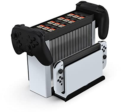 Finera2022 Game Storage Tower for Nintend Switch, Storage Stand Game Holder Switch Accessories Organizer for Game Disc, Game Card, Controller (White)