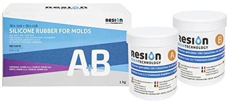 RESION Silikonkautschuk Dubliersilikon | Abformsilikon, Silikon Abformmasse, Hitzebeständig, Flüssiges Silikon, für Epoxidharz, Gießharz, Gips, Beton (1KG, Shore 15A - Blau)