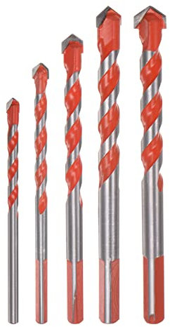 sourcing map 5pcs Masonry Drill Bit Set, 3/16 to 1/2 Concrete Drill Bit Ceramic Drill Bit with Carbide Tips for Ceramic Tile Wood Plastic Marble Wall, Orange
