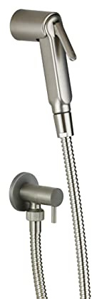 Damast - Hygiene-Duschset aus gebürstetem Stahl mit Absperrventil 18128 - RUB11168 - Edelstahl gebürstet