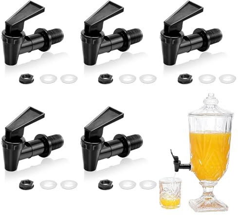 Horrex 5 Piezas Grifo Dispensador de Agua,Grifo para Garrafas de Agua,Grifo Tapon Garrafa,Grifo de Plastico para Dispensador de Agua Tipo de Empuje,Reutilizables para Grifo De Plástico