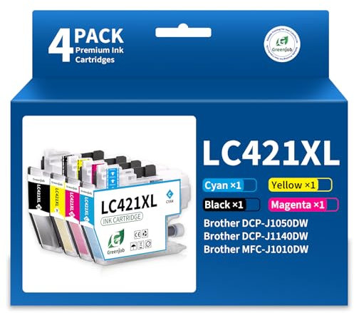 Greenjob LC421XL LC-421XLVAL Patronen Value Pack Kompatibel für Druckerpatronen Brother LC421 LC-421VAL LC421VAL LC-421XL LC421XLVAL Multipack für Brother DCP-J1050DW DCP-J1140DW MFC-J1010DW (4-Pack)
