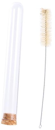 SOLUSTRE Reagenzglas Kunststoff 12 Stück mit Holzstopfen und Bürste 20 X 150mm Auslaufsicher für Chemische Experimente Kosmetikproben Aufbewahrung von Süßigkeiten Bastelarbeiten