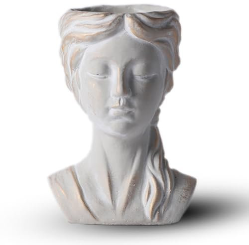 zenggp Vase Visage Pot Plante Interieur Pot De Fleur Interieur Fleurs Plante Exterieur Pot De Fleurs en Forme De Visage De Fille - Pot De Visage De Femme 21 * 16cm(Golden)