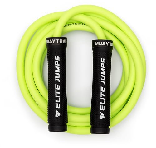 Elite Jumps Muay Thai 3.0 Gewichtetes Springseil – professionell entworfen für hochintensives Training – Muay Thai & MMA Fitness Springseil – schwere PVC-Springseile für Fitness –