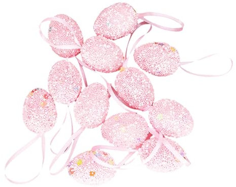 Sharplace 12 Stück Ostereier zum Aufhängen, Osterei Dekorationen mit Bandschlaufe für Baum Schule Zuhause Büro Partyzubehör Ostertagsdekoration, 3,1 x 3,8 cm, Rosa