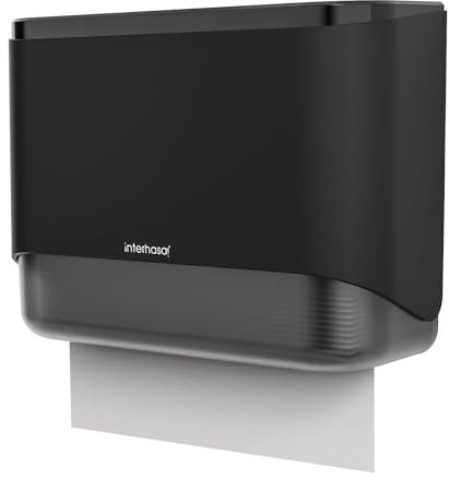 interhasa! Gewerblicher Papiertuchspender zur Wandmontage, Papiertuchhalter mit großer Kapazität für 200 Mehrfach-/Einfachgefaltete/C-Falz-Handtücher, Badezimmerpapierspender (Schwarz)