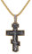 JewelryWe Russisch Orthodoxe Kreuz Kette: Herren Gold Edelstahl Halskette mit Jesus Byzantinischen Kreuz Kruzifix Anhänger Christian Religiöse Amulett Schmuck für Männer Junge