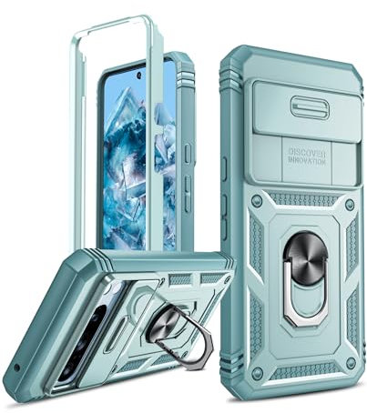 LeYi Hülle für Google Pixel 8 Pro Slide Kamera Schutz Handyhülle (Nein Hartglas) Metallständer Kamera Abdeckung Schutzhülle Robust Fallschutz Pixel8 Pro Case Halterung Outdoor Handy Hüllen Cover Grün