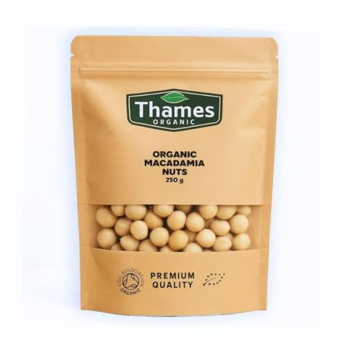Organic Macadamia Nuts 250g - No Additives or Preservatives - Vegan, GMO-Free, Certified Organic - Delicious and Nutritious Nuts - Thames Organic 250g