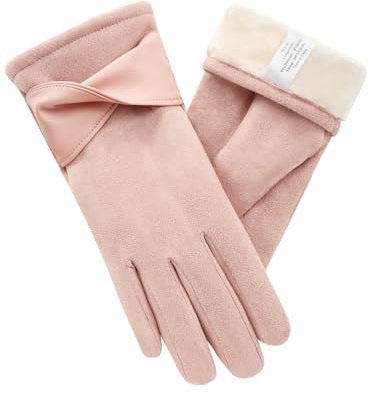 vislivin Winter Warm Handschuhe Damen Touchscreen Handschuhe Wildleder Winterhandschuhe mit Gefütterten Gloves Rosa L