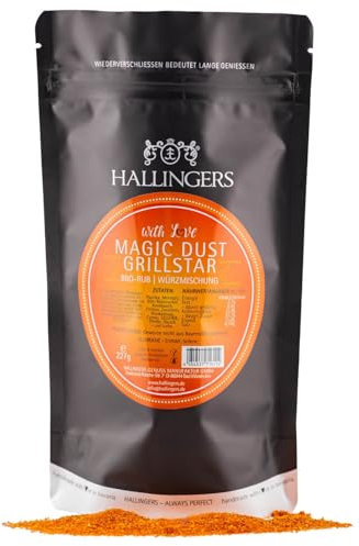 Hallingers Magic Dust Grillstar - Gewürz-Mischung BBQ-Rub Marinade für Fleisch, Geflügel & Fisch perfekt zum Würzen & Grillen (Bag) - Geschenk im Sommer & als perfektes Grillgeschenk | Neues Zuhause R
