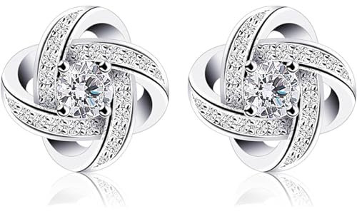 Pendientes Plata mujer Aretes Pequenos Elegantes Para Mujeres y Niñas, Regalo San Valentin (ATOMI)