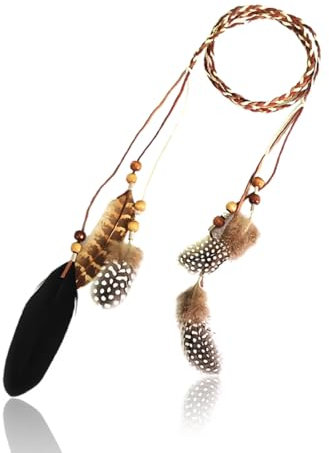 ZORVUJI Indianer Kopfschmuck Damen Feder Haarband – Hippie Boho Stirnband für Fasching, Cosplay und Partys