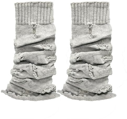 Guiguishiny 1 Paar Stricken Stulpen Beinstulpen,Stulpen Damen Bein, Knöchelwärmer, Flauschig Weich Langer Stulpen aus für Damen und Mädchen (Grau, ONE SIZE)