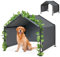 LitaiL Large Dog Shade Shelter - Pet Outdoor Tent with Upgraded Doors, Outside Sun Rain Canopy Pet House for Dogs, Cats, Small Animals and Livestock with Rainproof Cover Artificial Grapevine Leaves