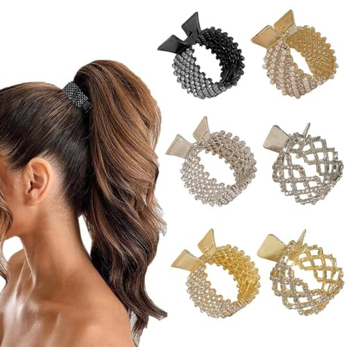 TTPSRY 6 Stück Elegante Haarklammer Set Pferdeschwanz Haarspange Glitzer Strass Haarschmuck Damen Haarclips Metall Haarkrallen Zubehör