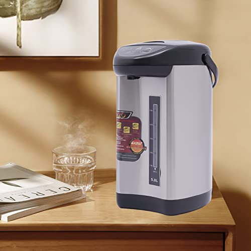 Qussse Thermopot 4L Edelstahl Heißwasserspender 750W Wasserkocher Glühweinkocher Wasserspender für Schule, Haus, Büro und Hotel
